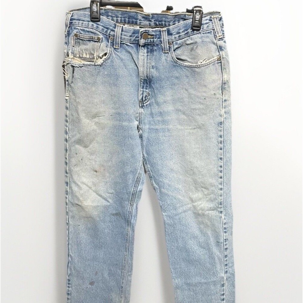 Carhartt Distressed Workwear Men's Jeans Blue Wash Size 36x34 Regular Fit 90s